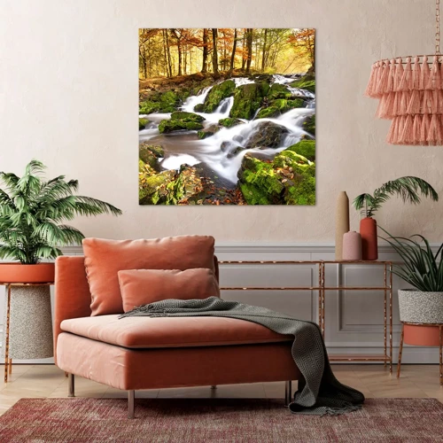 Quadro em tela - Pela floresta de outono - 70x70 cm