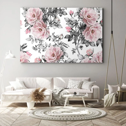 Quadro em tela - Perder-se nas rosas - 70x50 cm