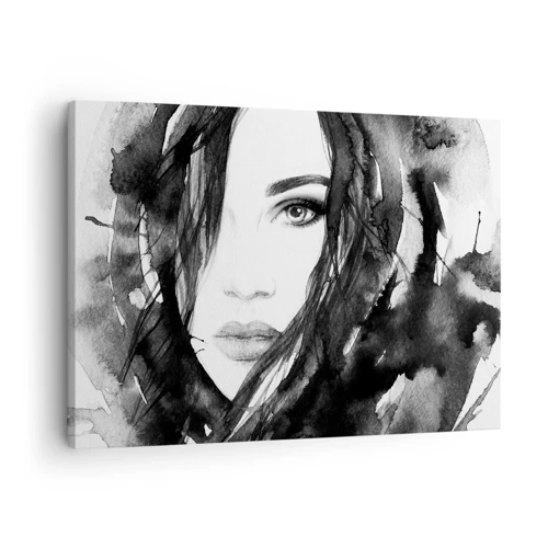 Quadro em tela - Retrato de uma dama a preto e branco - 70x50 cm