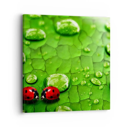 Quadro em tela - Reunião em verde - 40x40 cm