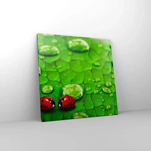 Quadro em tela - Reunião em verde - 50x50 cm