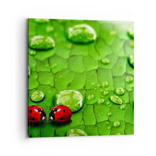 Quadro em tela - Reunião em verde - 70x70 cm