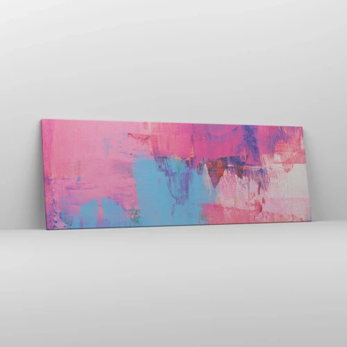 Quadro em tela - Rosa, azul e uma pitada de luz - 140x50 cm