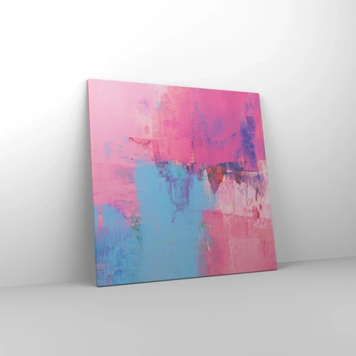 Quadro em tela - Rosa, azul e uma pitada de luz - 70x70 cm