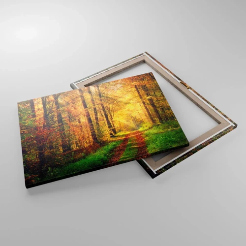 Quadro em tela - Silêncio dourado da floresta - 70x50 cm