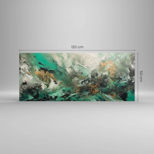 Quadro em tela - Surf esmeralda e preto - 120x50 cm