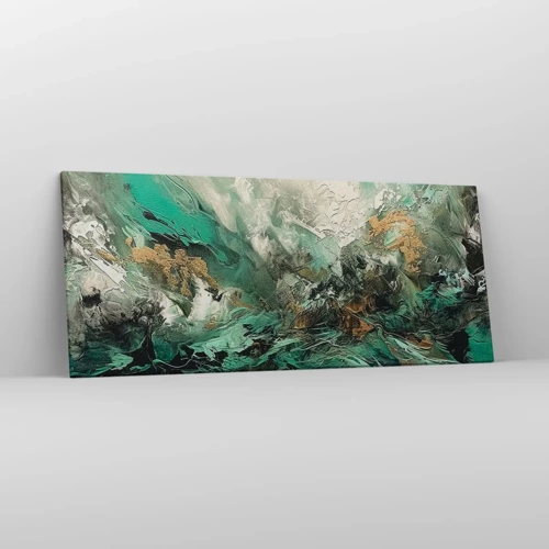 Quadro em tela - Surf esmeralda e preto - 120x50 cm