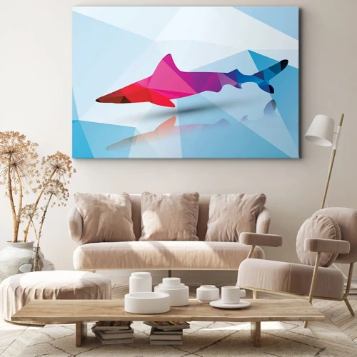 Quadro em tela - Tubarão no espaço de cristal - 70x50 cm