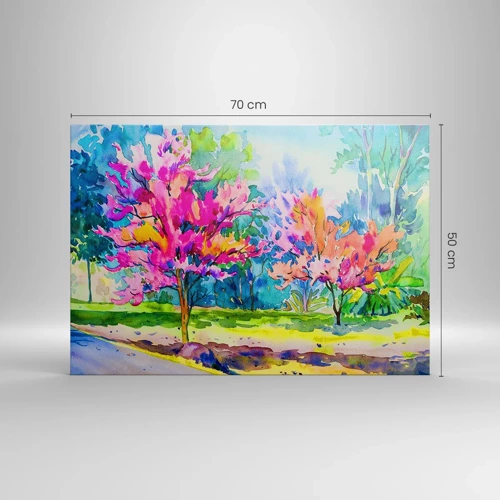 Quadro em tela - Um jardim arco-íris no brilho da primavera - 70x50 cm