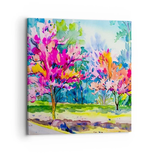 Quadro em tela - Um jardim arco-íris no brilho da primavera - 70x70 cm