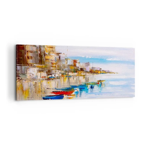 Quadro em tela - Um refúgio urbano multicolorido - 100x40 cm