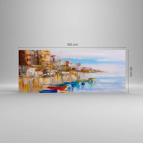 Quadro em tela - Um refúgio urbano multicolorido - 100x40 cm