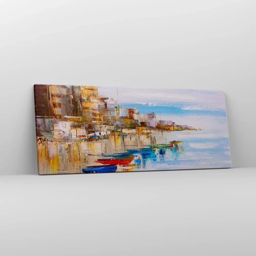 Quadro em tela - Um refúgio urbano multicolorido - 100x40 cm