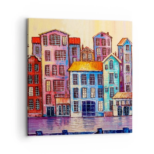 Quadro em tela - Uma cidade como de um conto de fadas - 70x70 cm