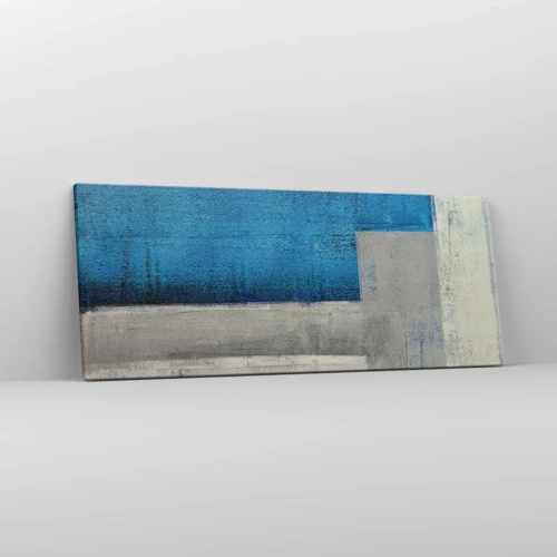 Quadro em tela - Uma composição poética de cinza e azul - 100x40 cm