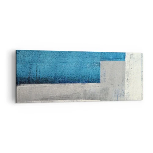 Quadro em tela - Uma composição poética de cinza e azul - 140x50 cm