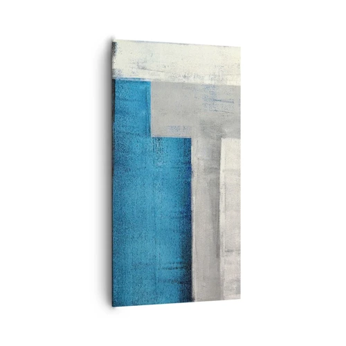 Quadro em tela - Uma composição poética de cinza e azul - 65x120 cm