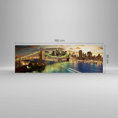 Quadro em tela - Uma noite bem iluminada em Manhattan - 160x50 cm