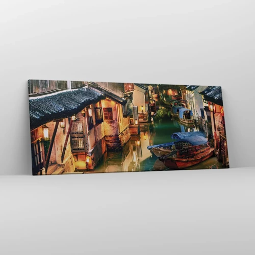 Quadro em tela - Uma noite em uma rua chinesa - 120x50 cm