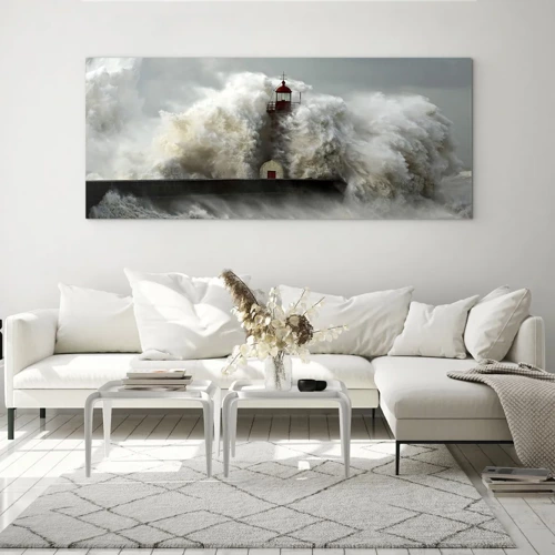 Quadro em vidro - A ira do oceano - 100x40 cm