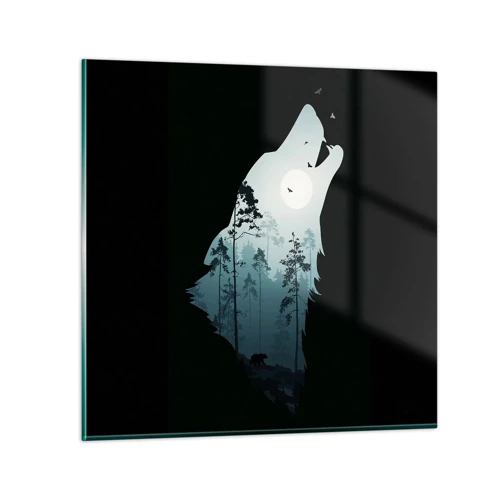 Quadro em vidro - A voz da noite da floresta - 50x50 cm