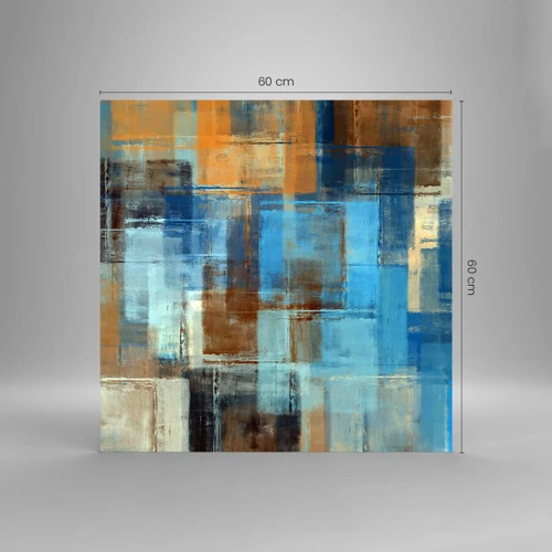 Quadro em vidro - Através da cortina azul - 60x60 cm