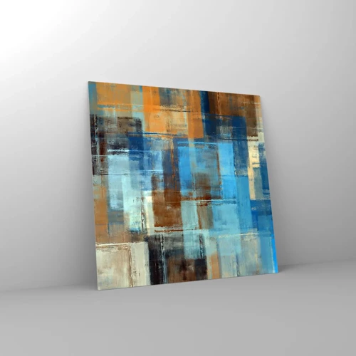 Quadro em vidro - Através da cortina azul - 60x60 cm