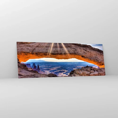 Quadro em vidro - Através do portão de pedra - 140x50 cm