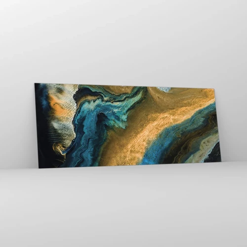 Quadro em vidro - Azul – amarelo – influências mútuas - 100x40 cm