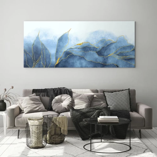 Quadro em vidro - Azul dourado - 100x40 cm