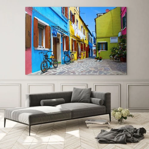 Quadro em vidro - Beco doce e pastel - 120x80 cm