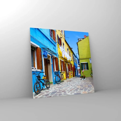 Quadro em vidro - Beco doce e pastel - 30x30 cm