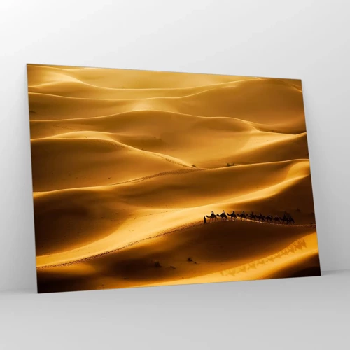 Quadro em vidro - Caravana nas ondas do deserto - 100x70 cm