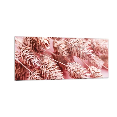 Quadro em vidro - Cascata floral em rosa - 100x40 cm