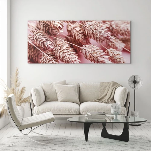 Quadro em vidro - Cascata floral em rosa - 100x40 cm