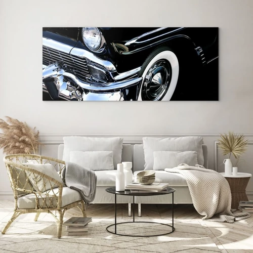 Quadro em vidro - Clássicos em prata, preto e branco - 100x40 cm