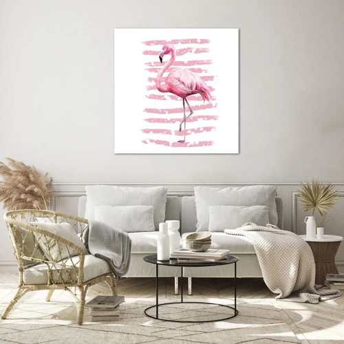 Quadro em vidro - Com dignidade, embora de rosa - 60x60 cm