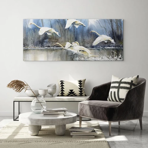 Quadro em vidro - Como no conto de fadas sobre cisnes selvagens - 160x50 cm