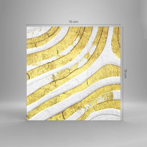 Quadro em vidro - Composição a branco e ouro - 70x70 cm