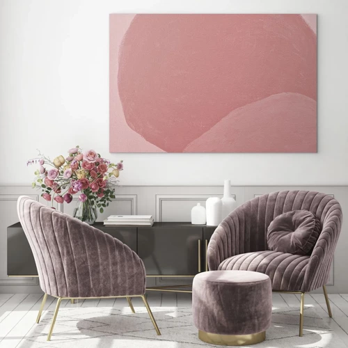 Quadro em vidro - Composição orgânica em rosa - 70x50 cm