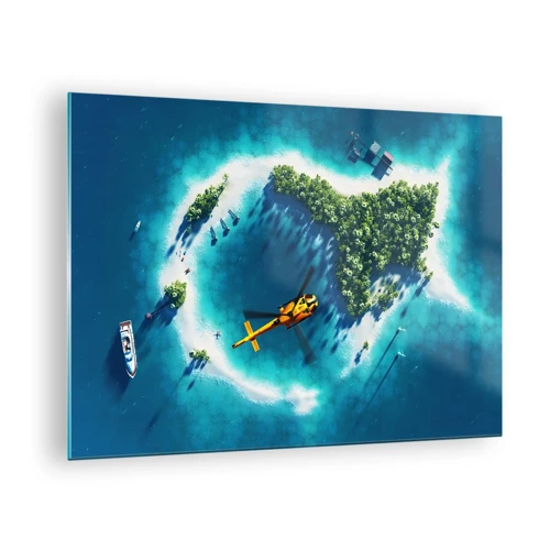 Quadro em vidro - Compre uma ilha para si - 70x50 cm