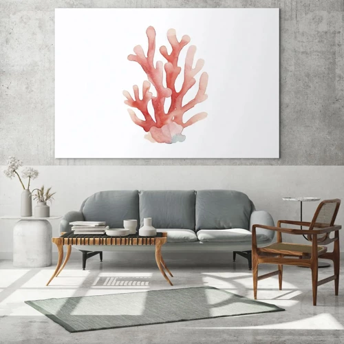 Quadro em vidro - Coral de cor coral - 100x70 cm