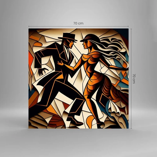 Quadro em vidro - Dança de paixão e paixão - 70x70 cm