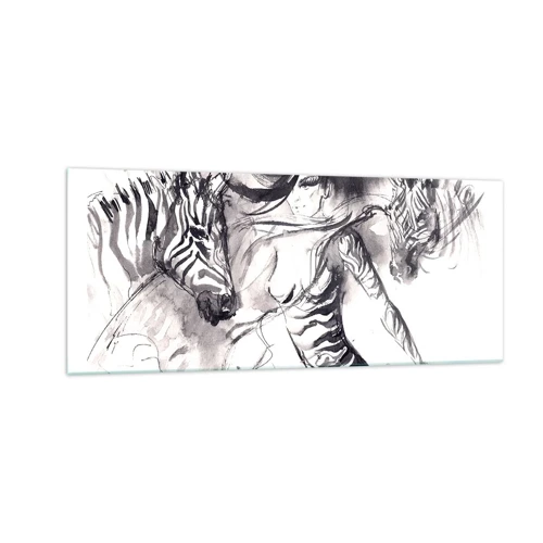 Quadro em vidro - Dançando com as zebras - 100x40 cm