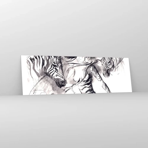 Quadro em vidro - Dançando com as zebras - 160x50 cm