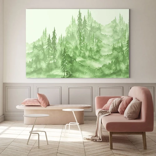 Quadro em vidro - Desfocado pela névoa verde  - 70x50 cm