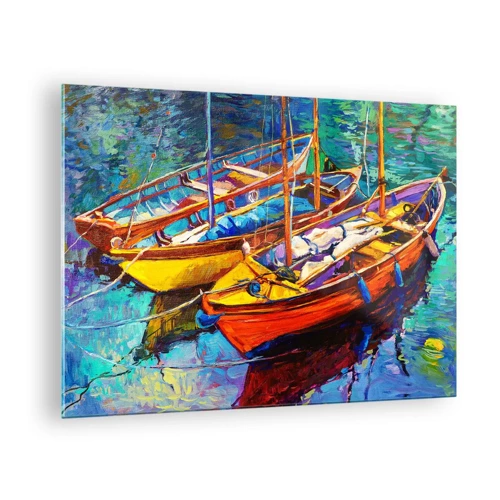 Quadro em vidro - Em águas espessas pelas cores - 70x50 cm