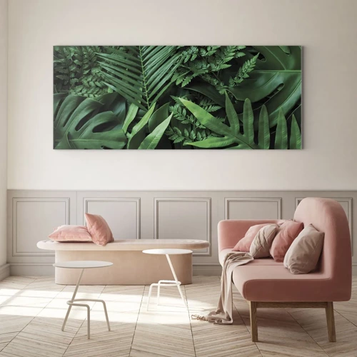 Quadro em vidro - Envolto em verde - 100x40 cm