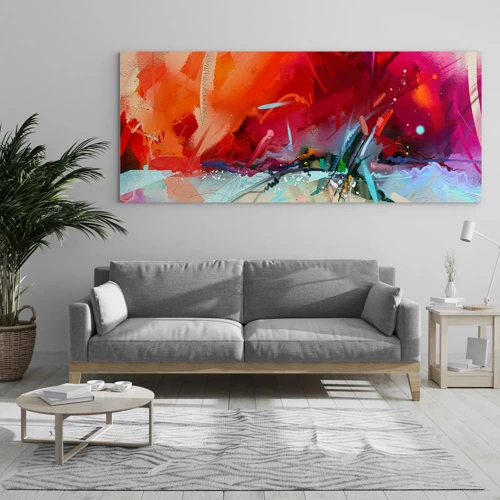 Quadro em vidro - Explosão de luzes e cores - 100x40 cm