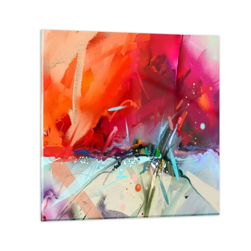 Quadro em vidro - Explosão de luzes e cores - 70x70 cm